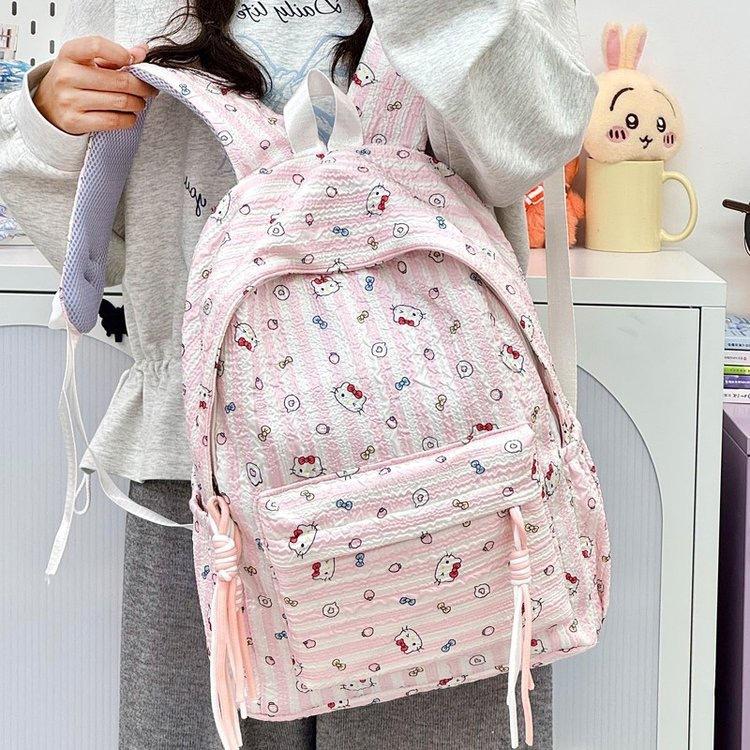Schoolbag Korean version cartoon bow kitten backpack female college style student schoolbag cute print casual versatile backpack