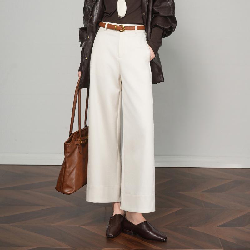 

2025 Autumn Women s Casual Wool Wide-Leg Suit Pants – Nine-Point Length, Loose Fit, Straight-Leg Style. XL