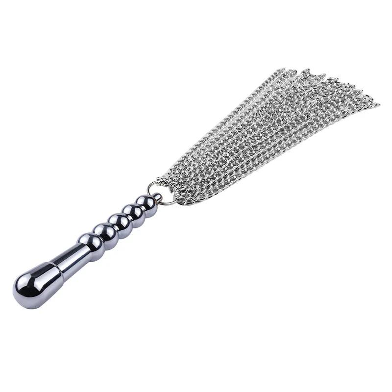 High-quality PU Whip Sex Toy Large Horse Whip Training Tool Party Metal Chain Whip Flirting Beads Anal Plug Adult Sex Toys