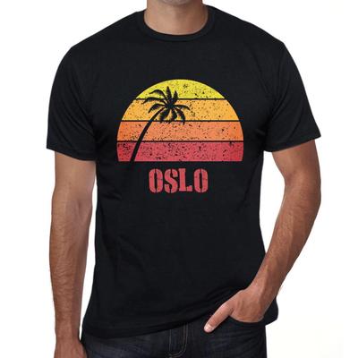 Herre Vintage T-shirt Grafisk T-shirt Oslo Solnedgang Dybsort