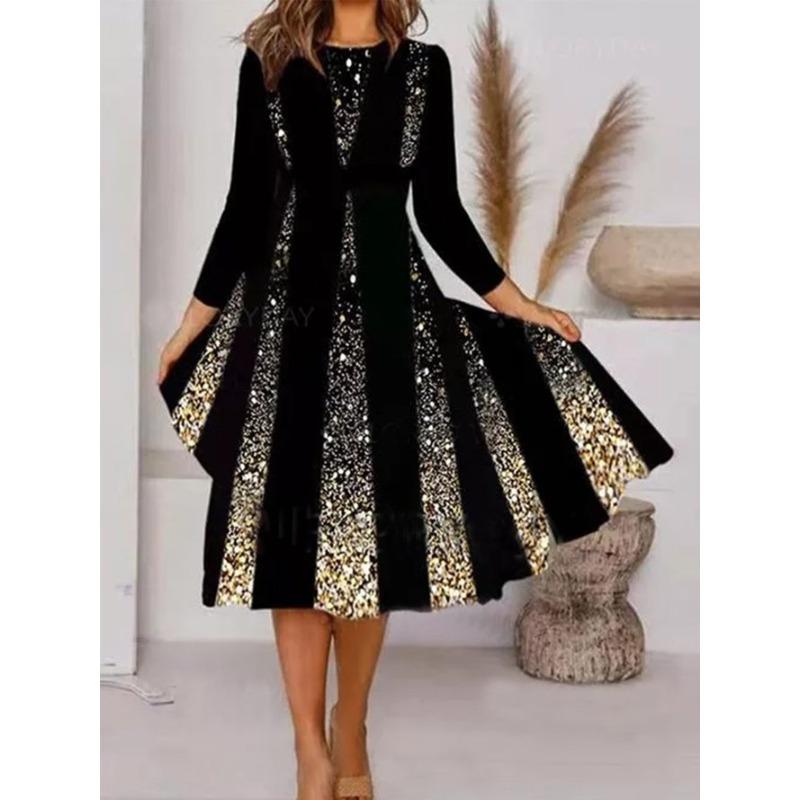 GMXIA Robes décontractées à manches longues et col rond pour femmes, mode automne-hiver
