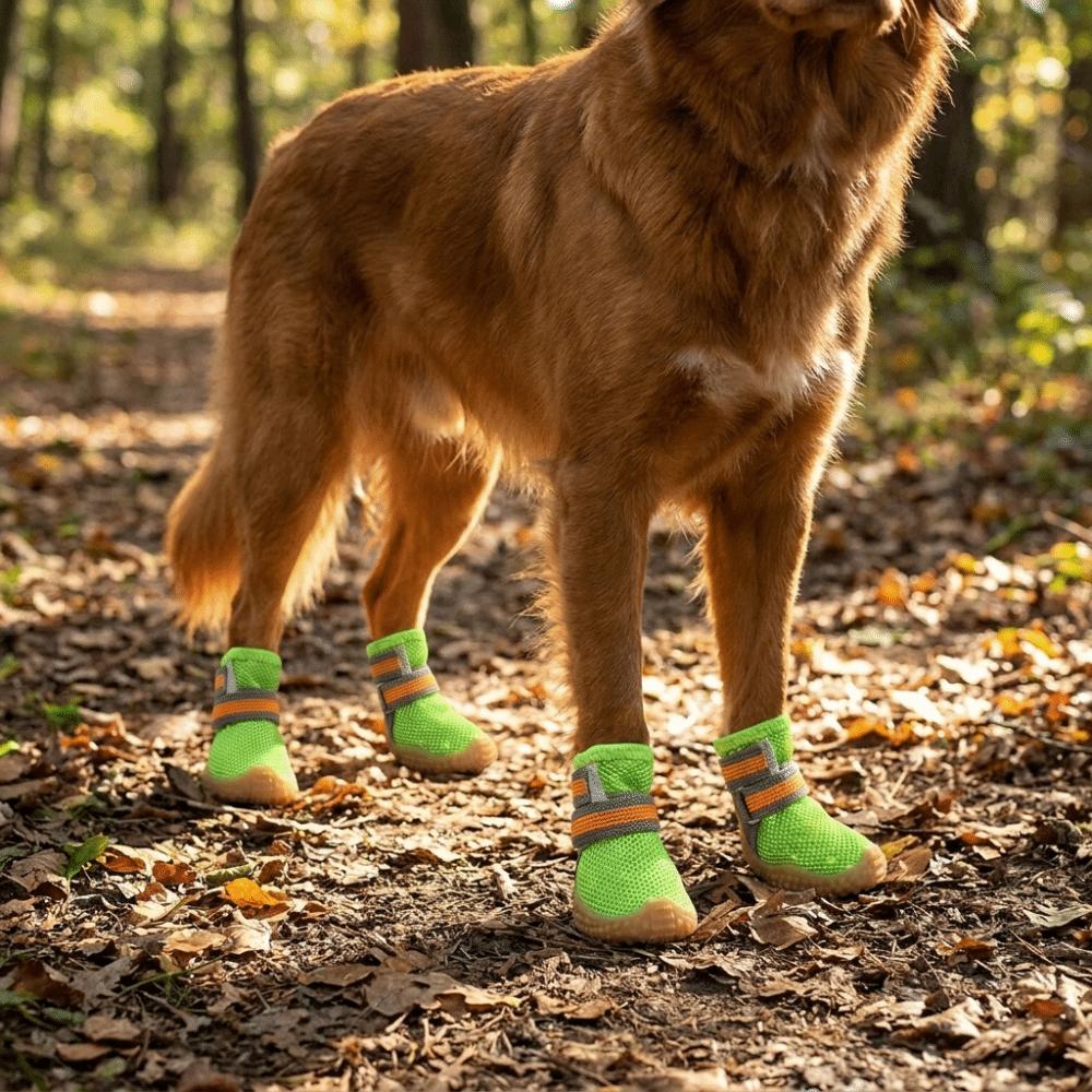 4 pcs/set Non-slip Dog Mesh Shoes Breathable Mesh Dog Sneakers Pet Net Boots  Outdoor Walking