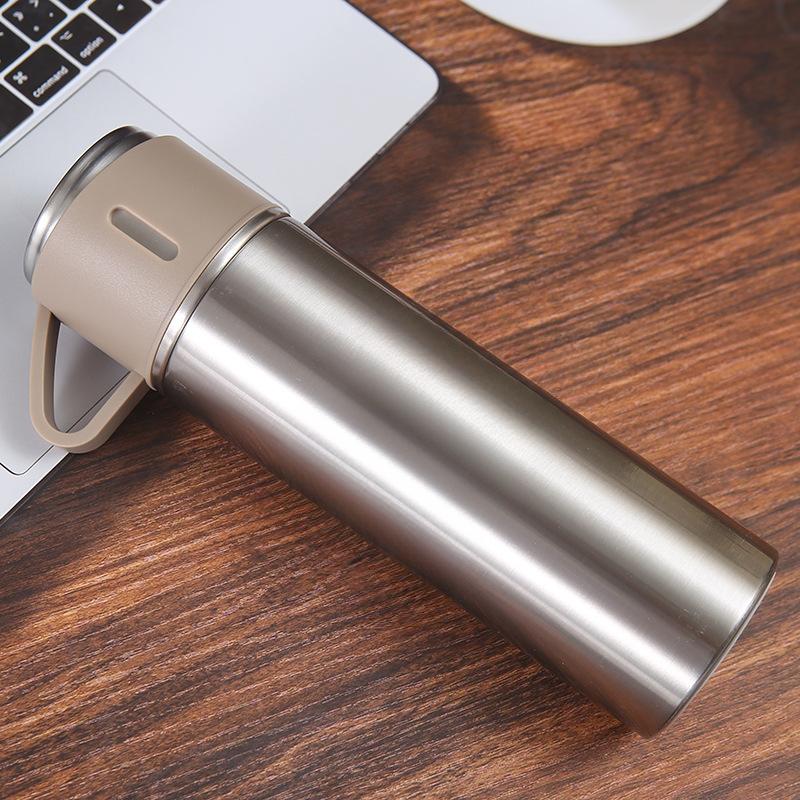 Business Stainless Steel Vacuum Flask Three-lid Gift Straight Cup Portable Outdoor Travel Mug