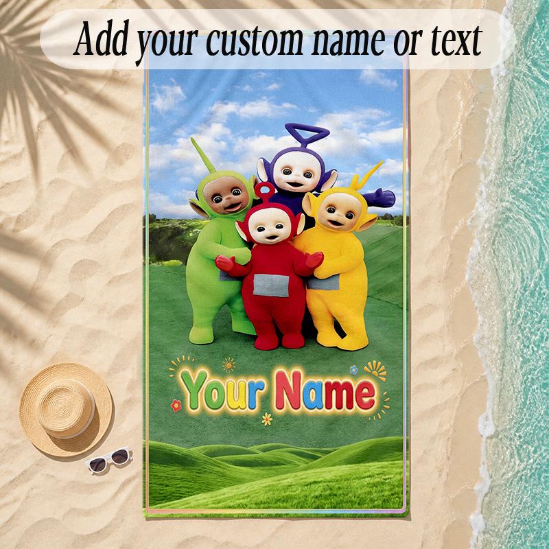 Beach TowelTeletubbies Custom Name Text Personalized Soft Towel for Beach Pool Indoor Home Decor Gift