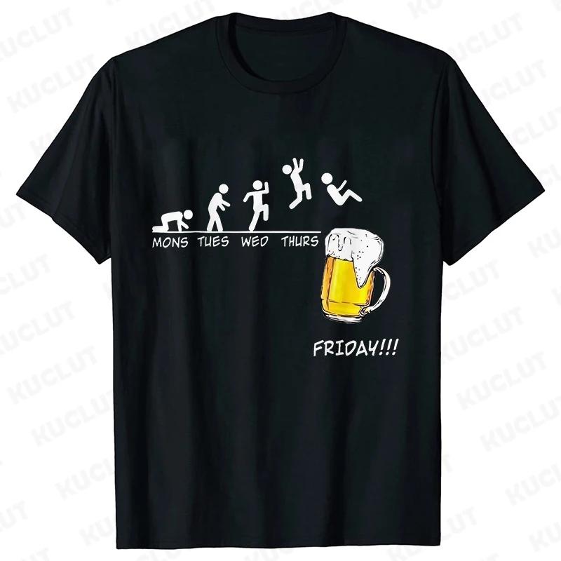 Funny T-Shirts for Men Drinking Lover Y2k Tops Oversized Clothing Short Sleeve Friends Friday Beer Day Weekend Party Streetwear