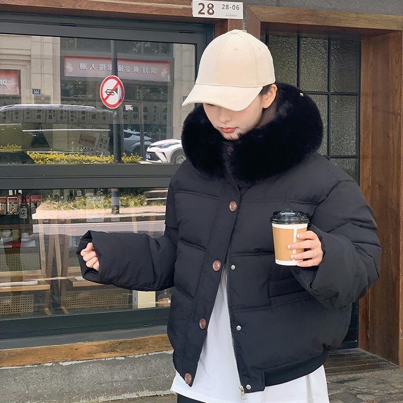 Winter New Big Fur Collar Cotton Clothes Women's Short Loose Casual Thickened Small Jacket