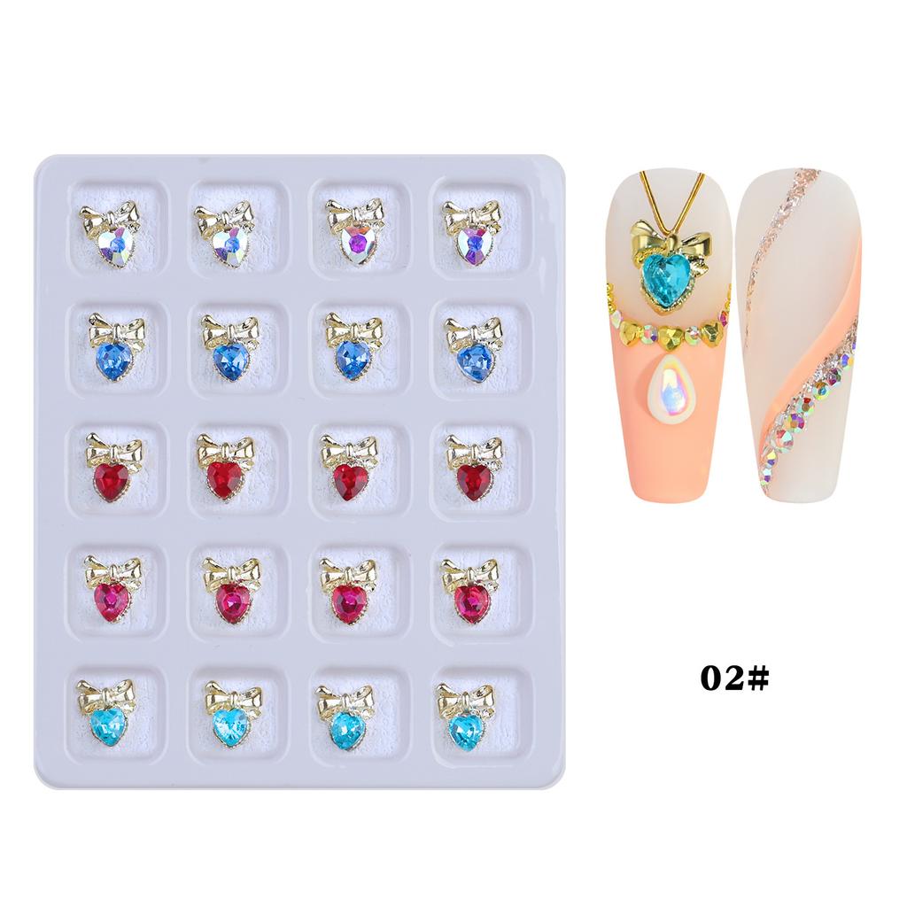 Internet Celebrity Nail Alloy Nail Jewelry Heart-shaped Crystal Butterfly Iridescent Irregular Rhinestone