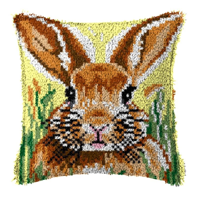 Diy Latch Hook Duck Rabbit Cushion Pillowcase Canvas Crocheting Carpet Embroidery Pillow Latch Hook Kit Knitted Knot Carpet Deco