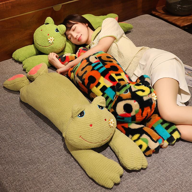1M Giant Long Arms Frog Plush Toy Throw Pillow Stuffed Green Frogs School Nap Sleep Pillow Boyfriend Hug Cushion For Girl Gift