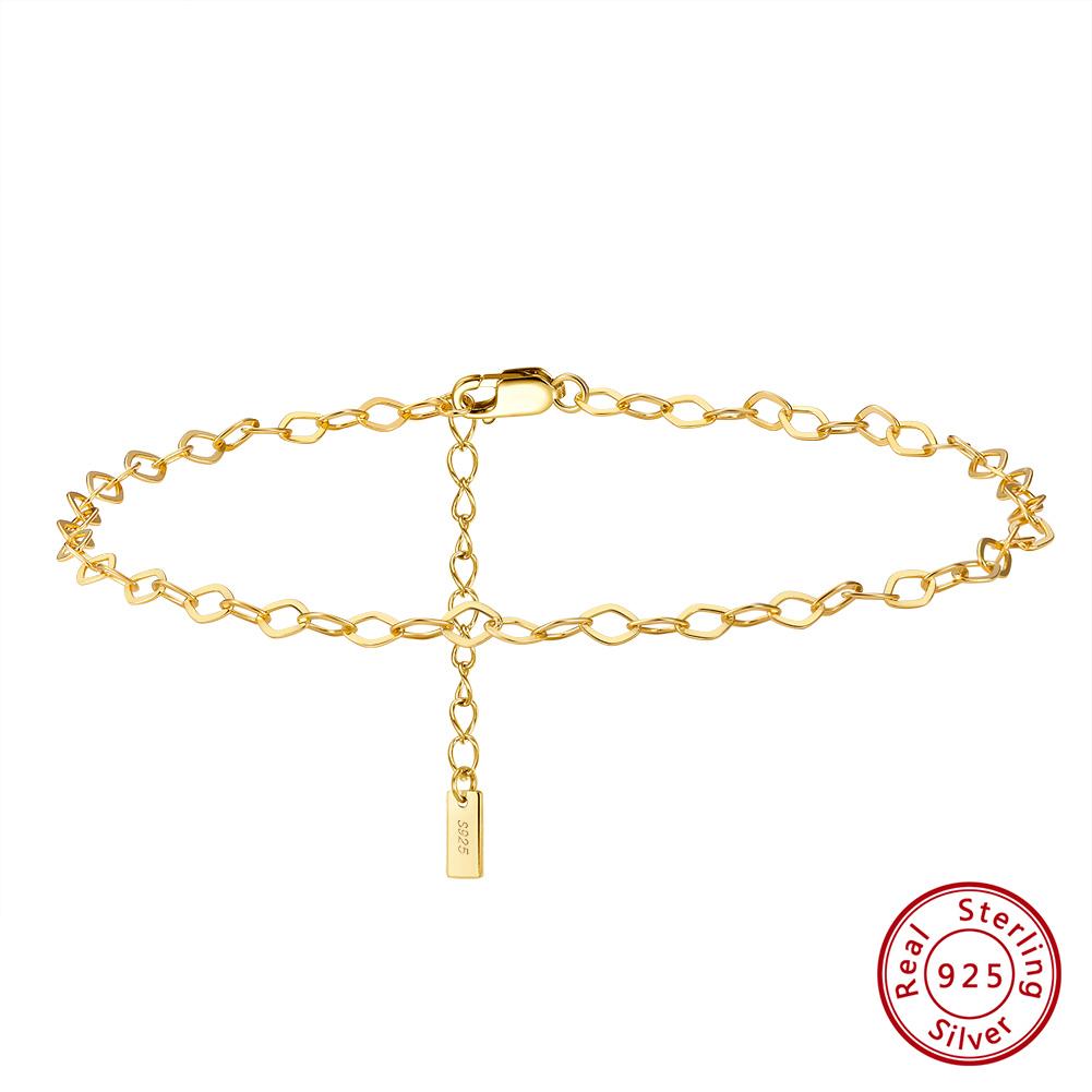ORSA JEWELS 14K Gold Italian Rhombus Chain Anklet for Women Girls Fashion Summer Beach Foot Bracelet Anklets Jewelry Gift SA44