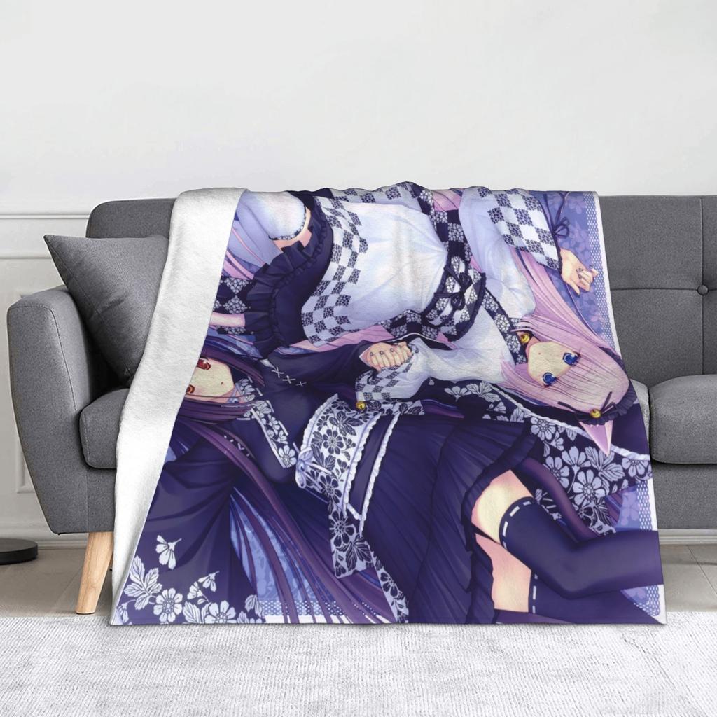 Chocola Vanilla Blanket Flannel Spring Autumn Anime Nekopara Lightweight Thin Throw Blanket for Bedding Couch Bedspread