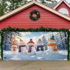 1PC2D Winter Wonderland Snowman Christmas Garage Door Banner with Frosty Forest Scene Design, No Electricity Required - Wsj