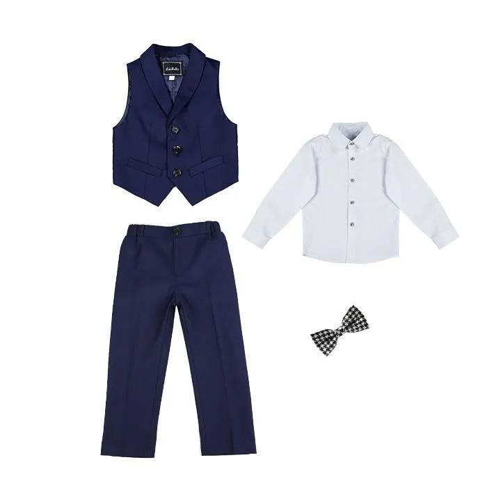 

Детское платье, костюм для мальчика, жилет, костюм для выступления на фортепиано, костюм для мальчика-ведущего 120 темно-синий