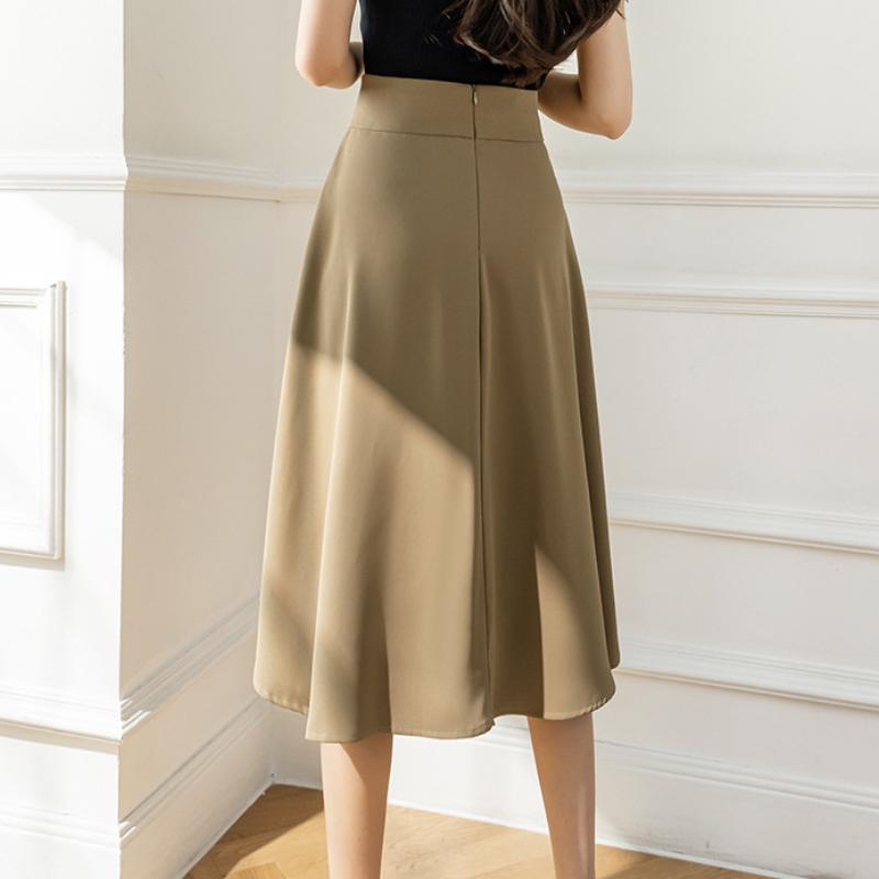 Dámská ležérní sukně Jaro a léto Jednoduché Retro Móda Závěs Středně dlouhá Volná sukně do A Šik Elegantní Dámský Trend