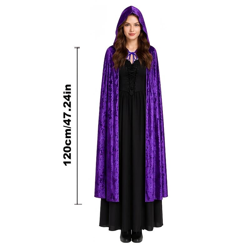 1Pc Velvet Hooded Cape, Halloween Cloak Robe Unisex Witch And Elf Cosplay Accessory Suitable For Costume Masquerades, Devil And Vampire Dark Outfits
