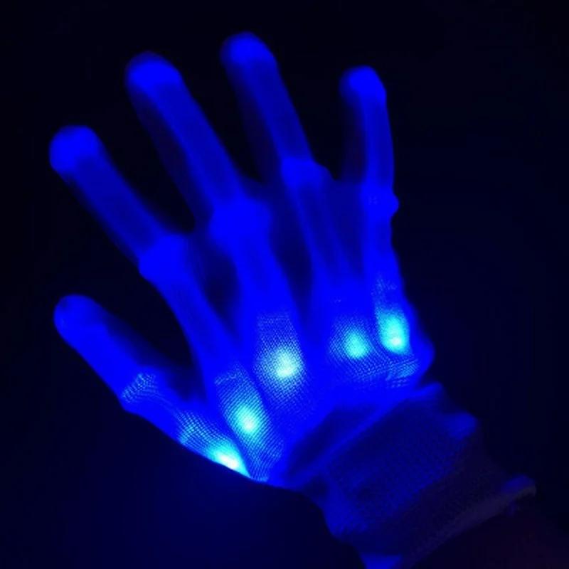 1 pár LED svítících rukavic zářících halloweenská párty světelné rekvizity blikající lebka rukavice párty svítící rukavice pro děti dospívající rekvizita