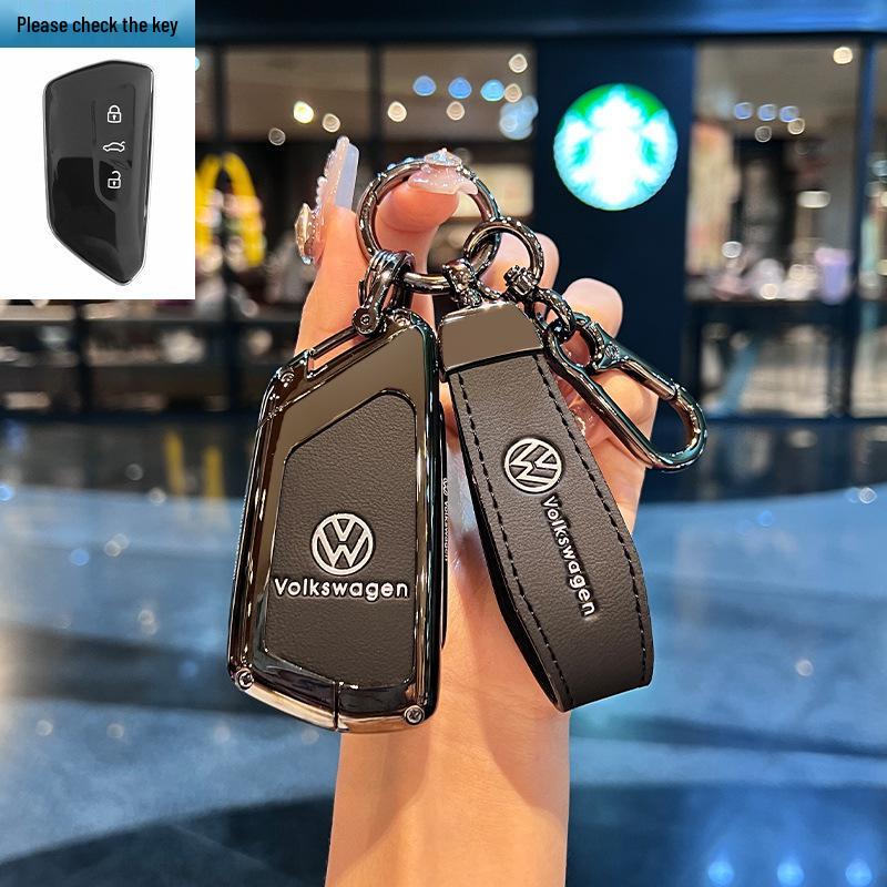 Etui na kluczyk Volkswagen do Teramont, ID3, Tayron, ID4, Golf 8, Lamando - Metalowa i skórzana obudowa.