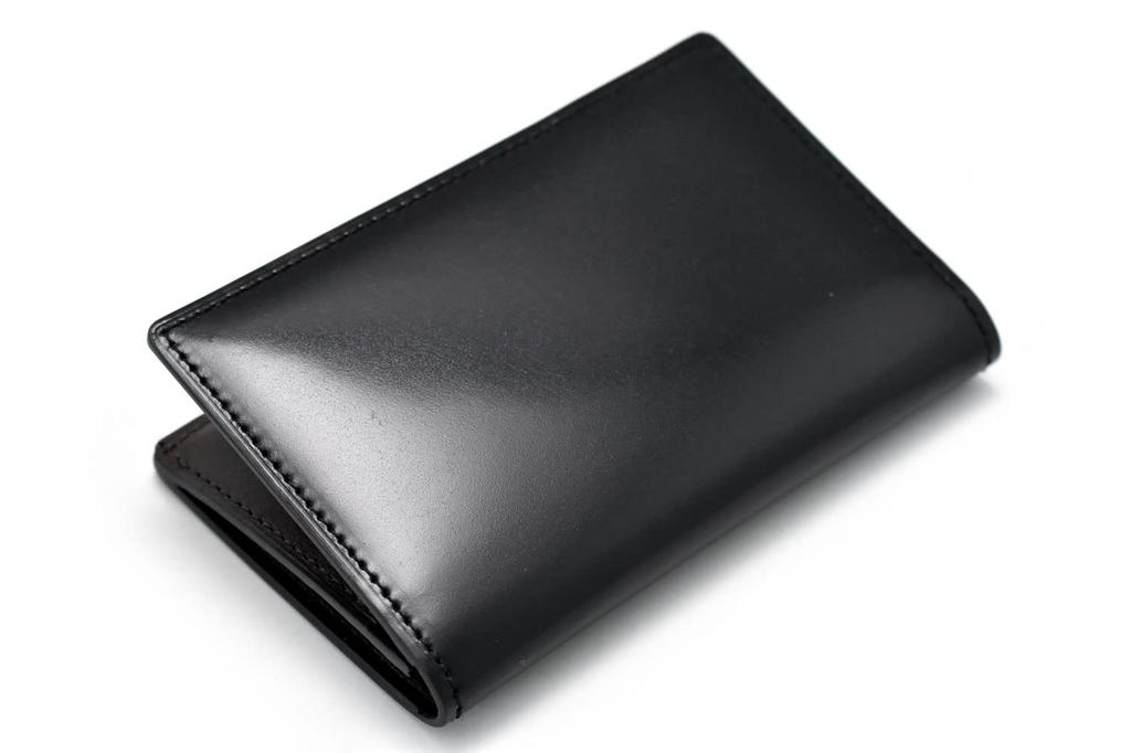 Business Card Holder Natural Cordovan Black [Prairie] Men's