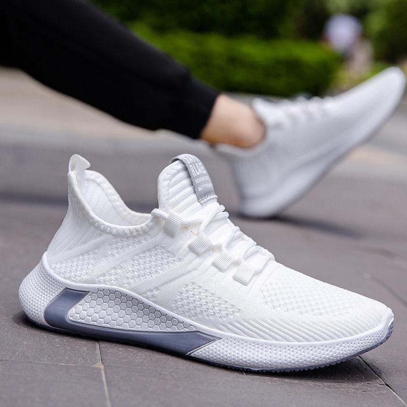 Men's Shoes Spring New Fly-woven Breathable Casual Shoes Low-top High-elastic Sports Single Shoes Running Shoes Men