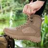 Fashion 2024 New High Top Leather Outdoor Men's Boots Breathable Desert Combat Work Ankle Outdoor Anti Slip Hiking Boots