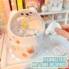 Trash Can Organizer Ins Desktop with Lid Kawaii Cute Bear Trash Bin Storage Box Girl Pen Holder Storage Bucket with Flip Top