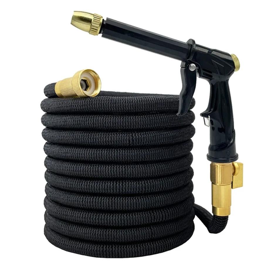 

Expandable High Pressure Garden Hose, Magic Hose for Garden Watering and Cleaning, US3, 4 Joint Sprinkler Head, Sprinkler Device 3/4 &25ft чорний