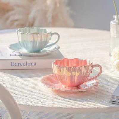 Petal Keramische Kop Creatieve Eenvoudige Koffiekop Schotel Kantoor Afternoon Tea High-end Drinkware High-end Keukenaccessoires