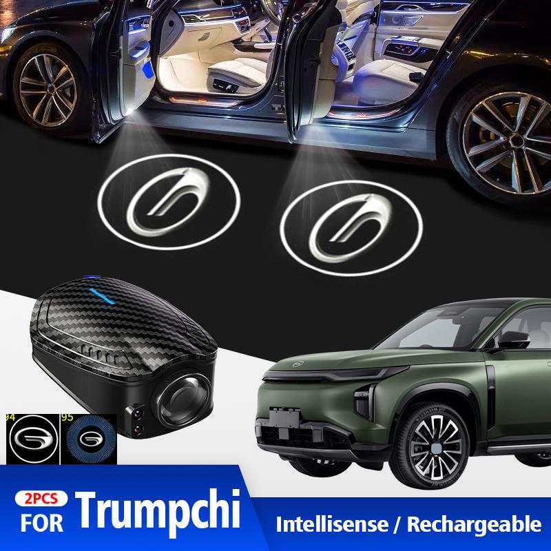 

For Trumpchi GS8 GS4 GA6 GA8 2pcs USB Rechargeable GT Line Logo Car Door HD LED Lamps Projector Courtesy Welcome Lights