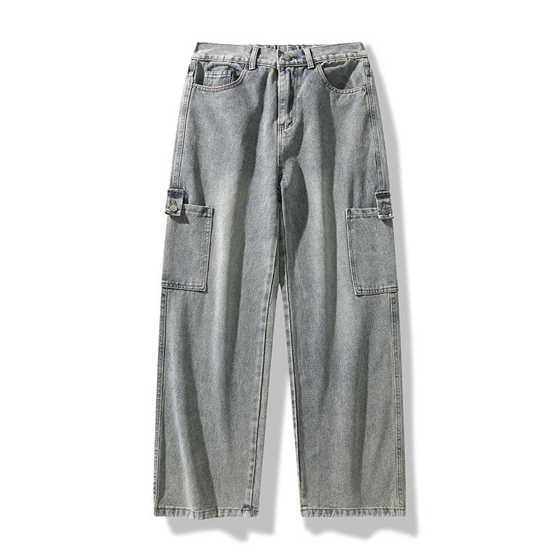 American Work Jeans Men's Spring New Washing Straight-leg Casual Pants for Men's Loose Wide-leg Pants