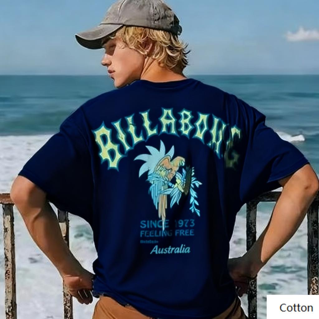 Surf - Street - and - Trendy - Fan's Crew Neck T - Shirt Featuring A Parrot - Surf Motif Trendy Printed Brand Short Sleeve