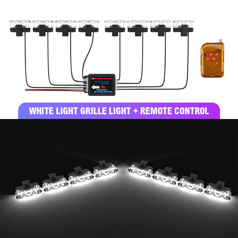 8 In 1 LED Emergency Strobe Lights Police Hazard Signal lights 12V Wireless Remote Car Grille Flash Light Bar for Cars Truck Van