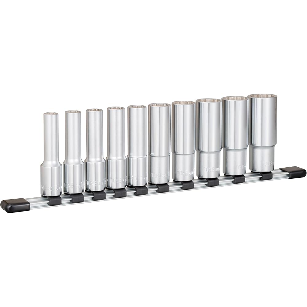 Tone Deep Socket Set 12-Point with Holder 12.7mm (1/2 inch) 10-Piece Tool Set