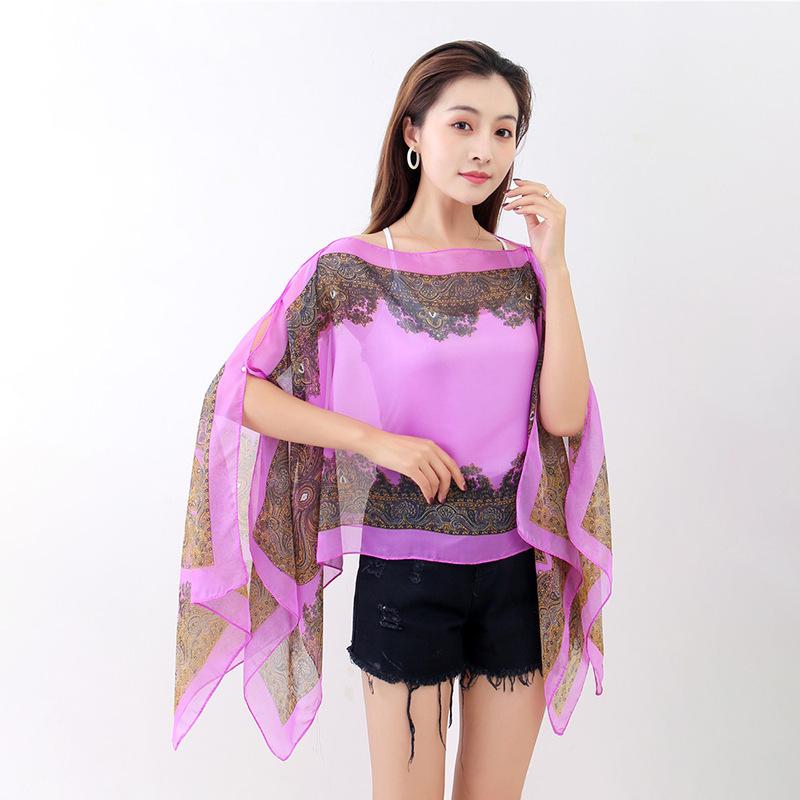 Women's Lightweight Sun Protection Shawl, Elegant Summer Silk Scarf for Travel, Beach, and Mother's Style
