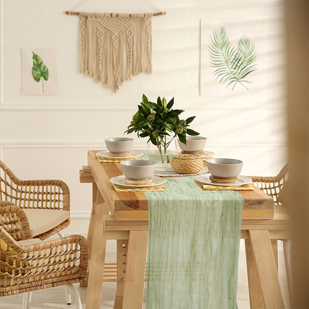 Plissierter Käsetuch-Tischläufer, faltbar, für Esstisch
