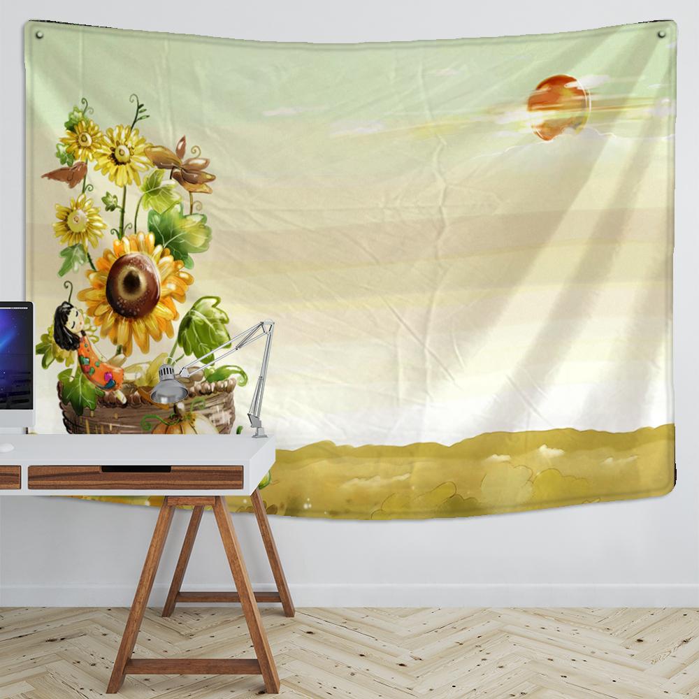 Tapices de Girasol Colgante de Pared Girasol Sol Sol Tapiz Manta Decorativa Tela Decoración de Dormitorio Tapiz de Tamaño Grande