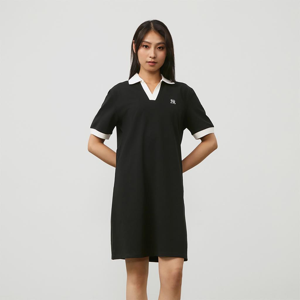 New MLB SS24 Short Sleeved Dress Women's Black 3FOPB0343-50BKS