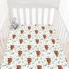 HawSkgFub Highland Cow Eucalyptus Leaf Fitted Standard Crib Sheet for Baby Boy Girl, Neutral Western Farm Animal Yak Toddler Mattress Cover, Soft