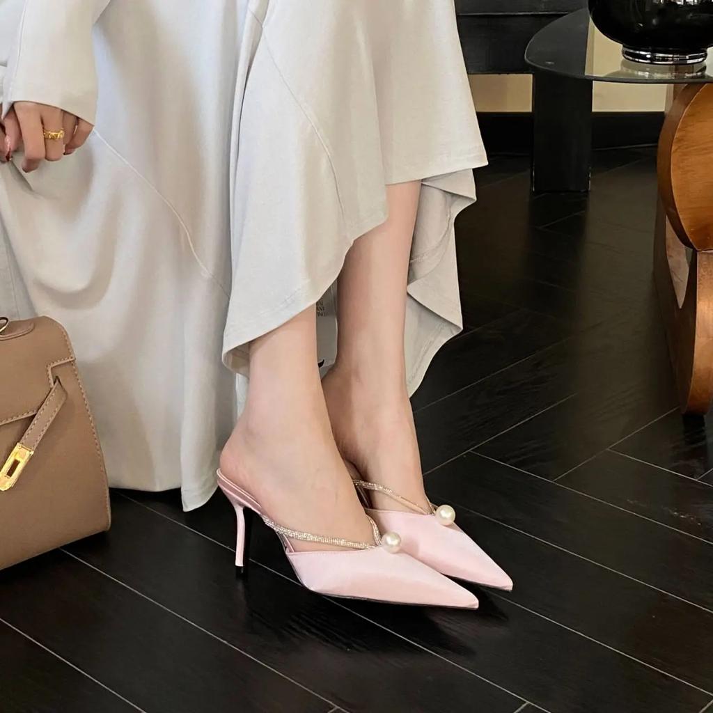Fashion Slides White Heeled Women's Slippers and Ladies Sandals Sexy Shoes Summer 2025 High Quality Casual Trend Footwear Korea Style 39