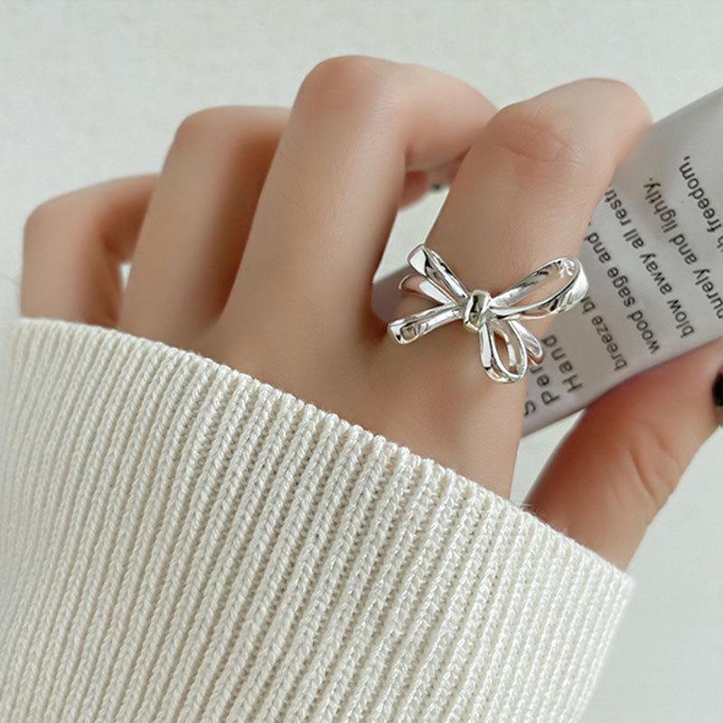 Dongdaemun Butterfly Pearl 925 Sterling Silver Fashion Ring - Simple Luxury Women's Trend.