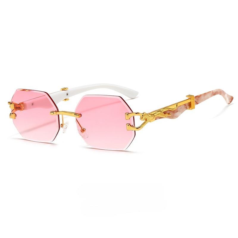 New Leopard Glasses Leg Sunglasses Fashion Frameless Cutting Edge Glasses Outdoor Driving Sunscreen and Eye Protection