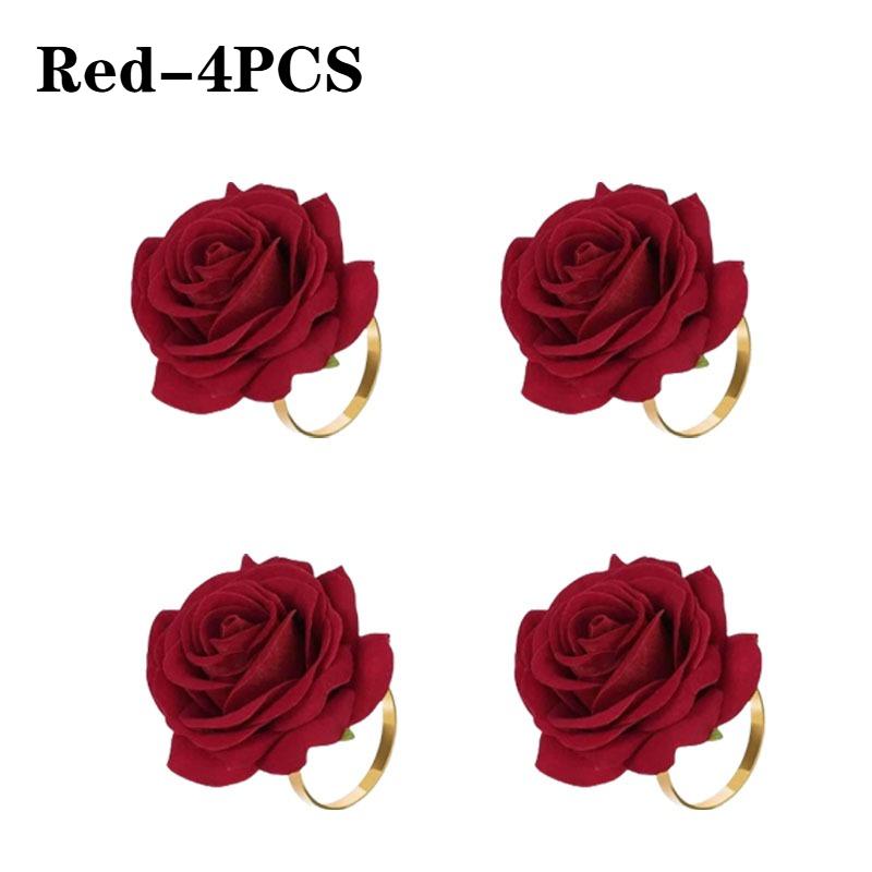 Valentine's Day Christmas Rose Napkin Rings Wedding Banquet Hotel Table Setting Decor DinnerNapkin Holders for Special Occasions