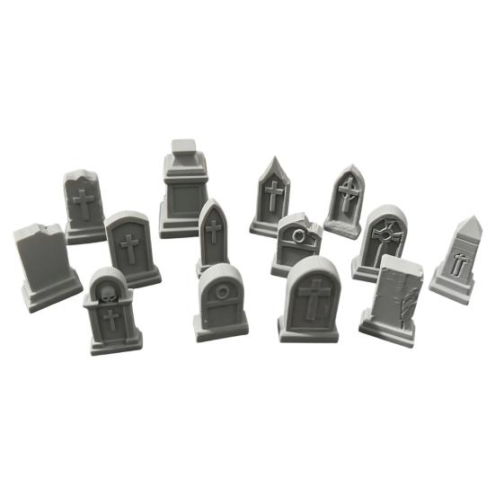Miniature Scene Layout Accessories 14 Pcs Mini Tombstone Model, 3D Printed Cemetery Gravestone Scenery High Precision Props for Tabletop Gaming