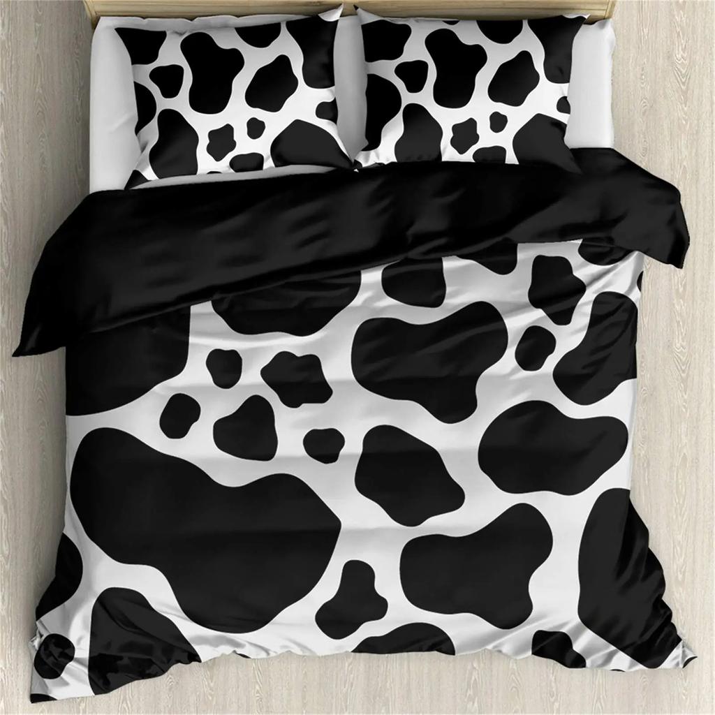 Cow Print Cow Skin Sunflower Soft Duvet Cover Carton Black plus White Beding for Women Children Kids Young Boys Young Girls Gifts for Bedrom Decoratio