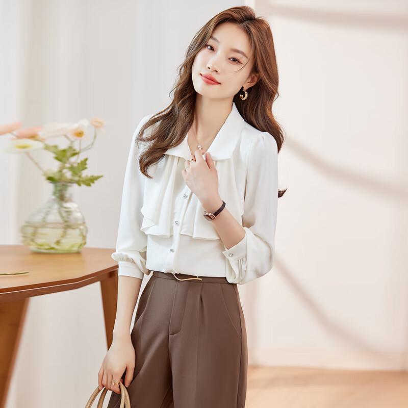 Women's French Retro Ruffled Commuter Shirt