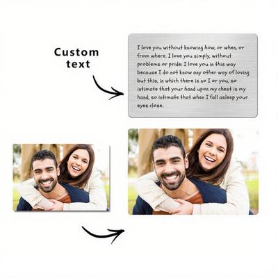 Portefeuille en Acier Inoxydable Porte-Cartes Peut Être Imprimé Avec des Photos et des Gravures Pour Mariage Anniversaire Anniversaire de Mariage Anniversaire de Naissance Saint-Valentin Noël Cadeau