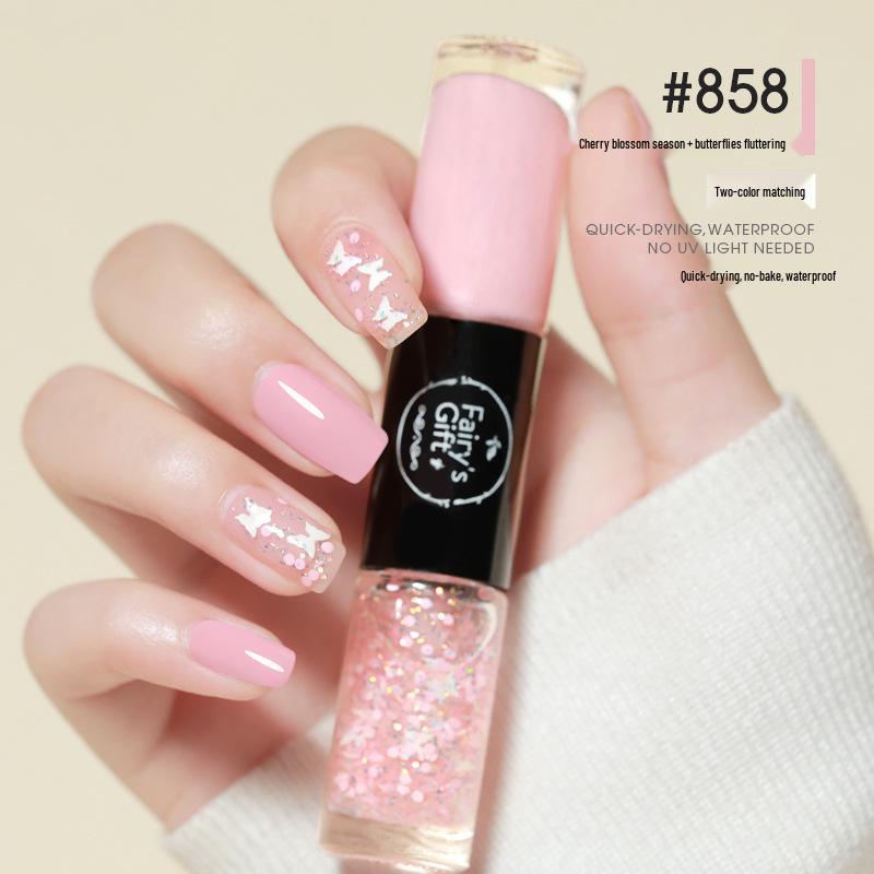 Dual-Color No-Bake Quick-Dry Waterproof Nail Polish - Long-Lasting & Non-Peeling for Autumn/Winter