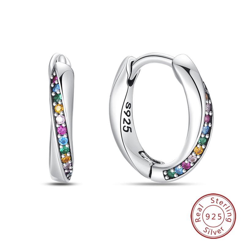 

Original 925 Sterling Silver Inlaid Sparkling Zircon Rainbow Earrings For Women Fashion Birthday Party Jewelry Gifts