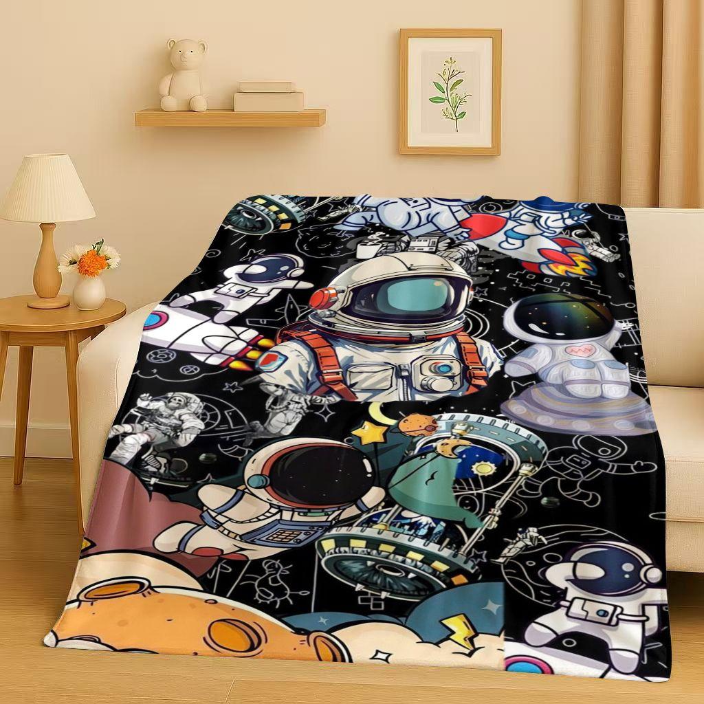 3D Cartoon Astronaut Spaceman Planet Flannel Blanket,Ultra Soft Plush Throw for Home Bedroom Bed Sofa Cover Kid Christmas Gift