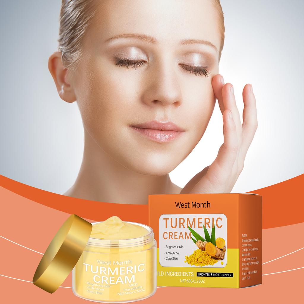 WEST MONTH Crema Idratante Viso alla Curcuma, Cura Quotidiana Idratante, Complesso Illuminante, Cura della Pelle 50g