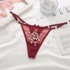 Breathable Girls Flower Embroidery Low waist Intimates Ladies Bandage Thongs Lace Bow Panties Women  T-back Seamless  Briefs